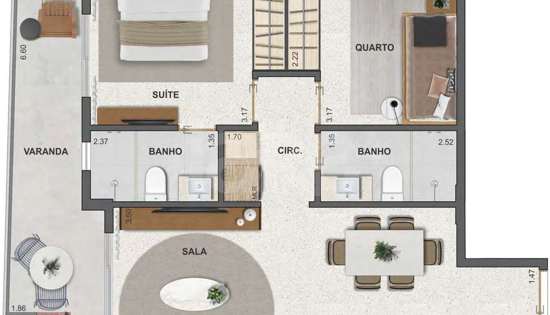 Planta — Apartamento 66,19 m²