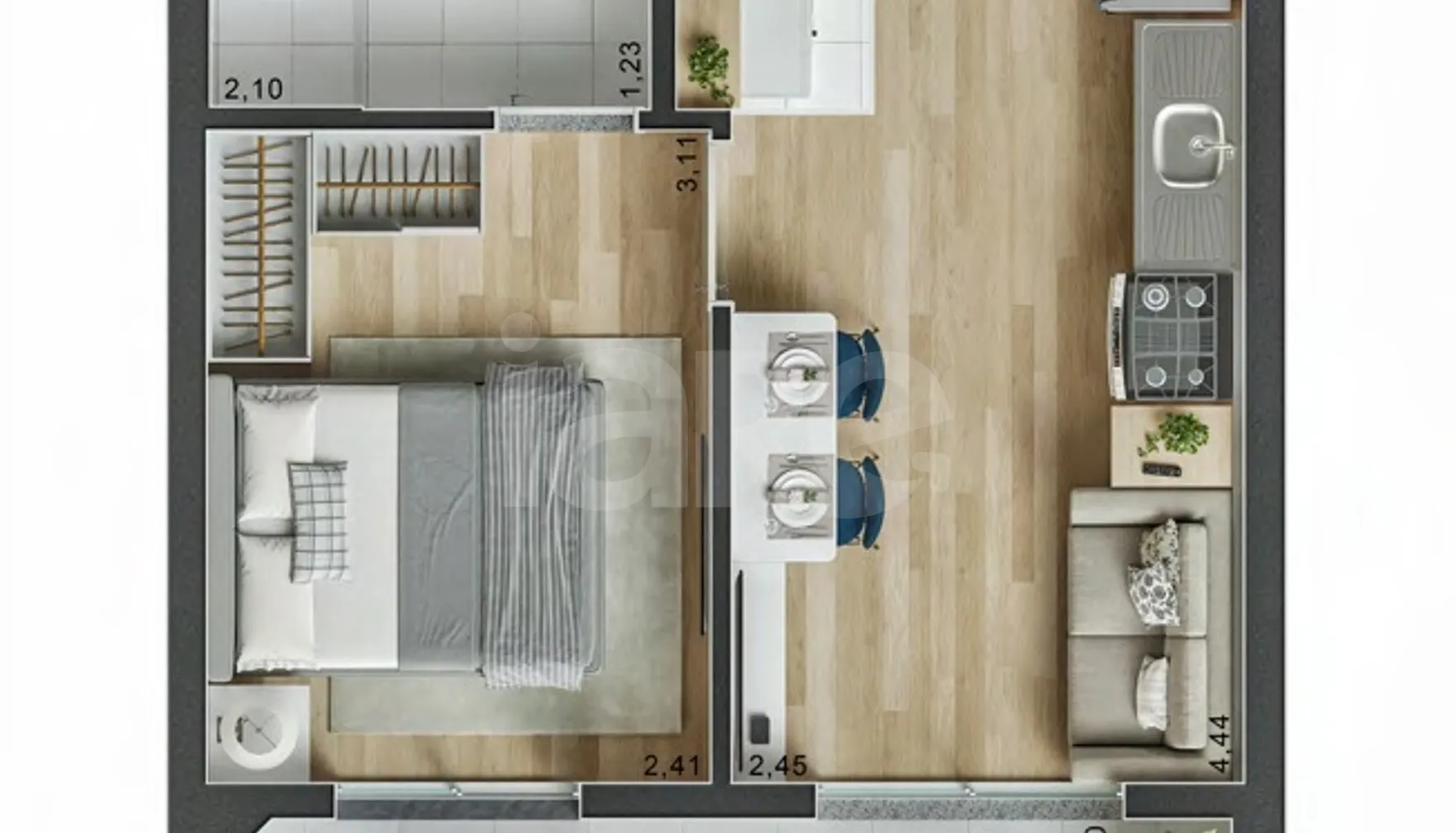 Planta — Apartamento 28,63 m²