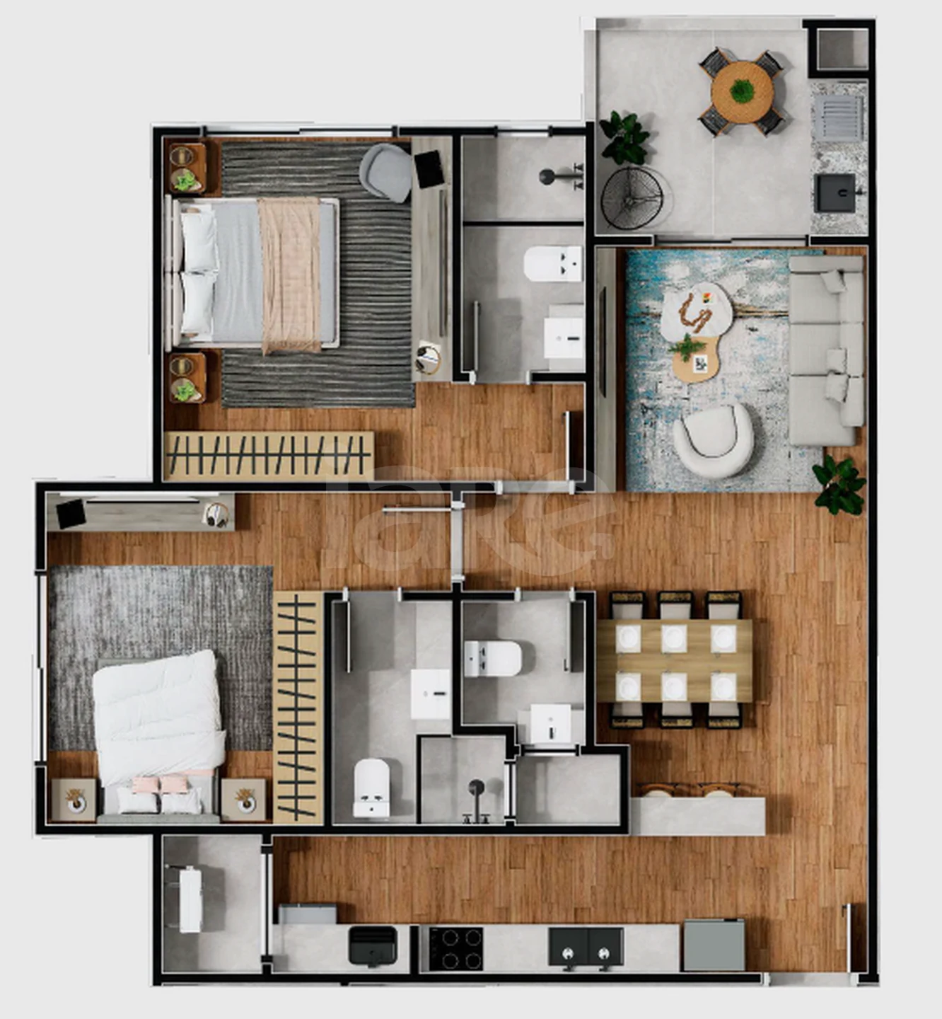 Planta — Apartamento 72,3 m²