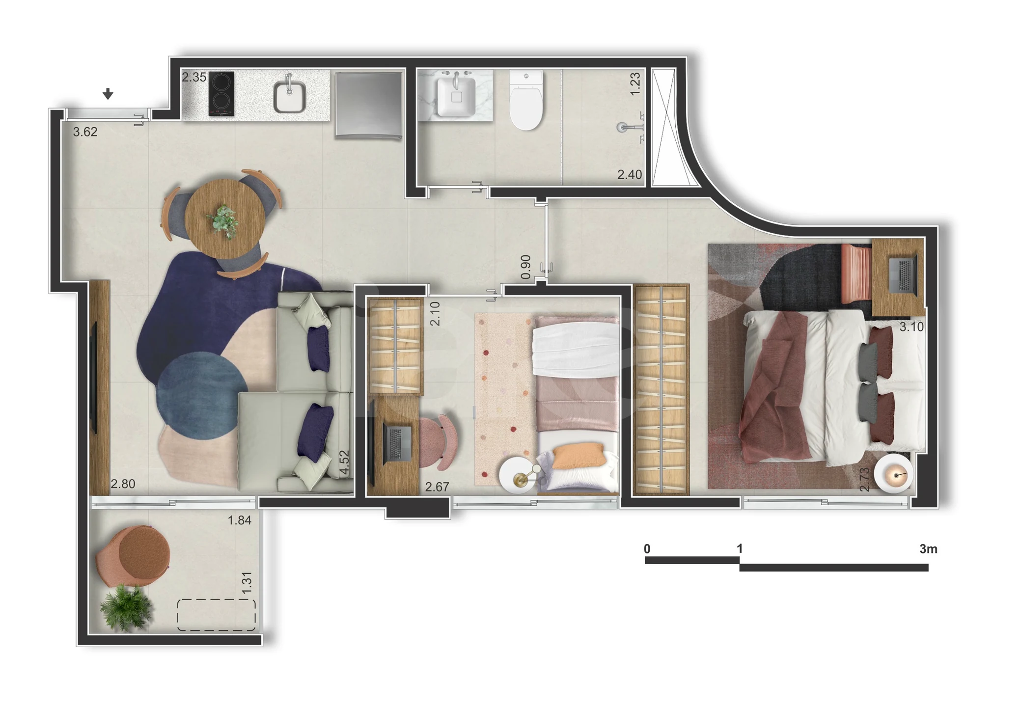 Planta — Apartamento 41,65 m²