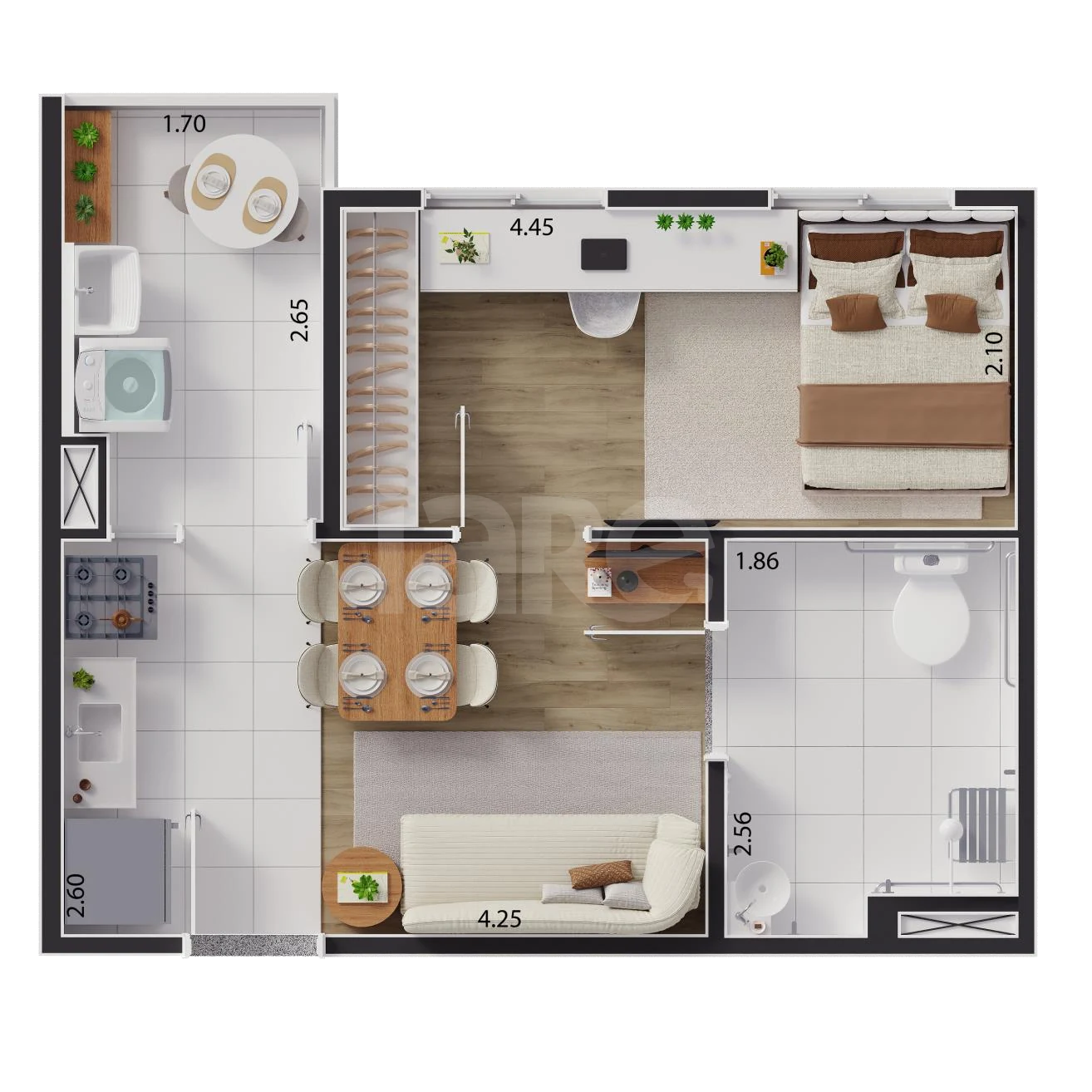 Planta — Apartamento 33,85 m²