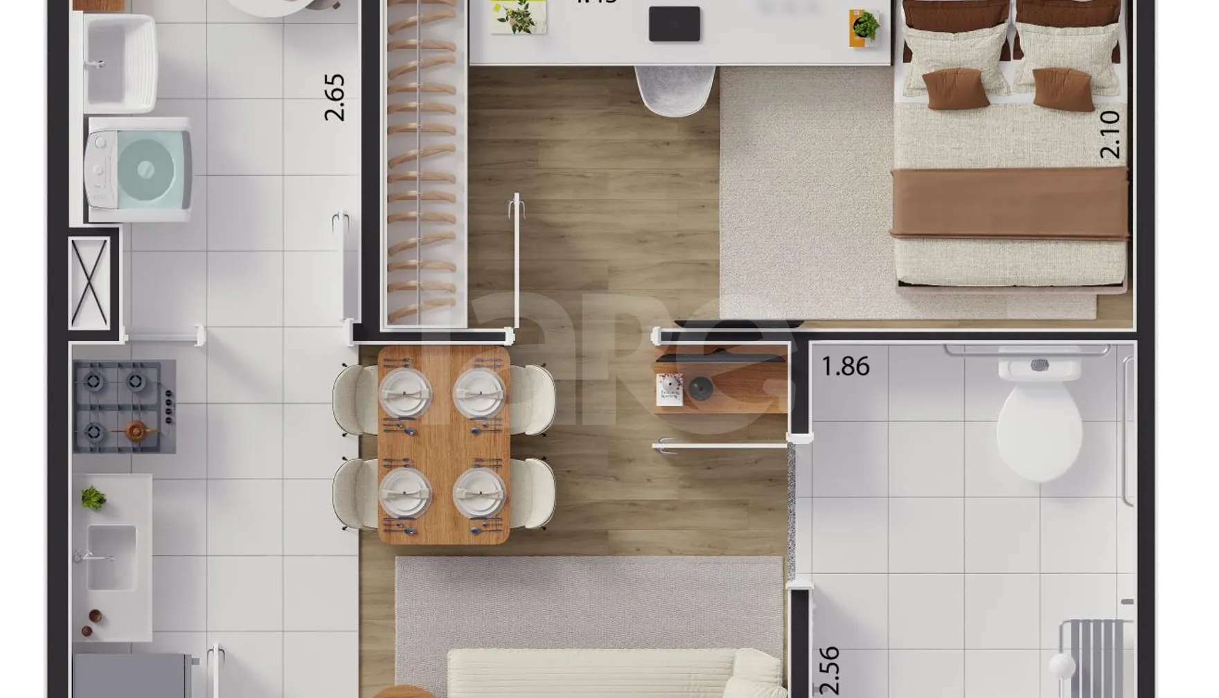 Planta — Apartamento 33,85 m²