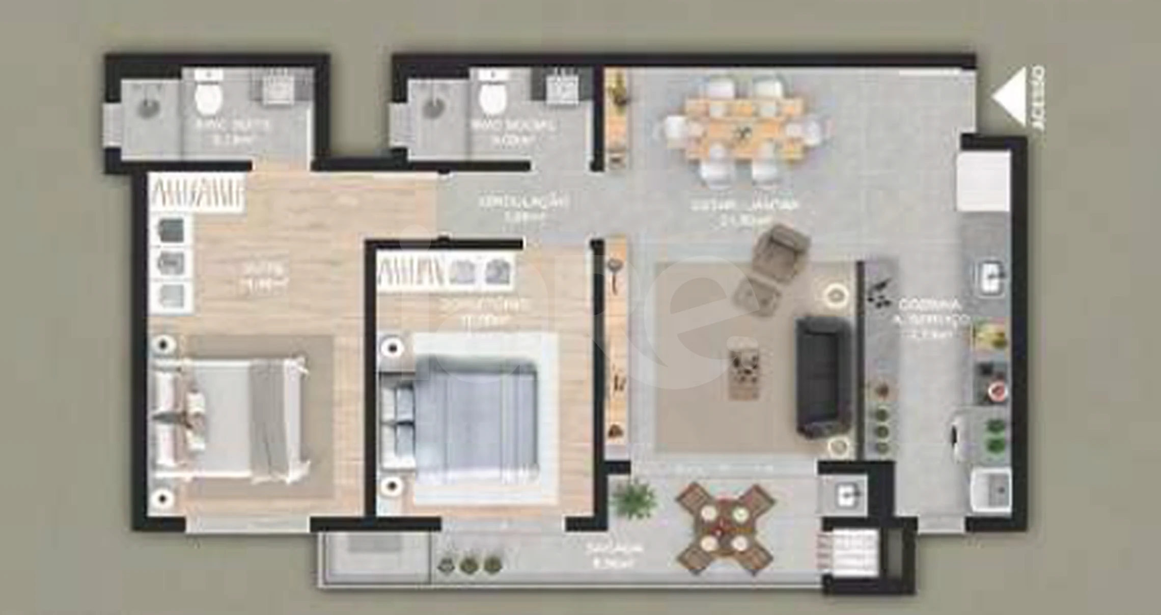 Planta — Apartamento 80,63 m²