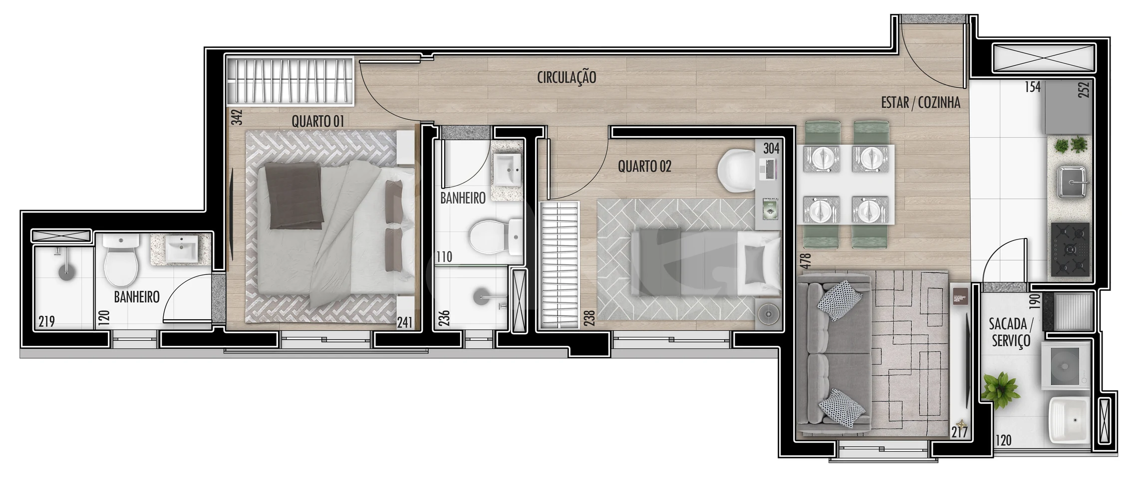 Planta — Apartamento 51,11 m²