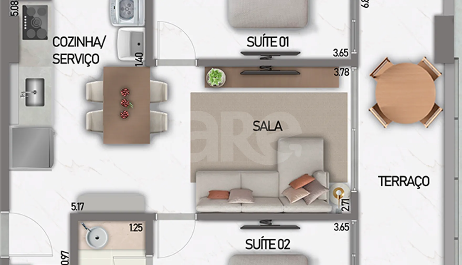 Planta — Apartamento 66,34 m²