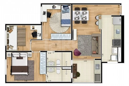 Planta — Apartamento 58,75 m²