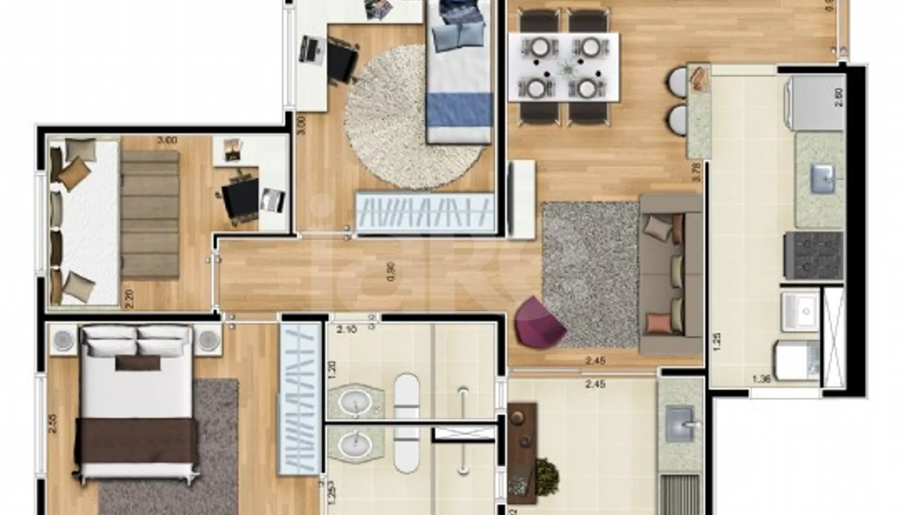 Planta — Apartamento 58,75 m²