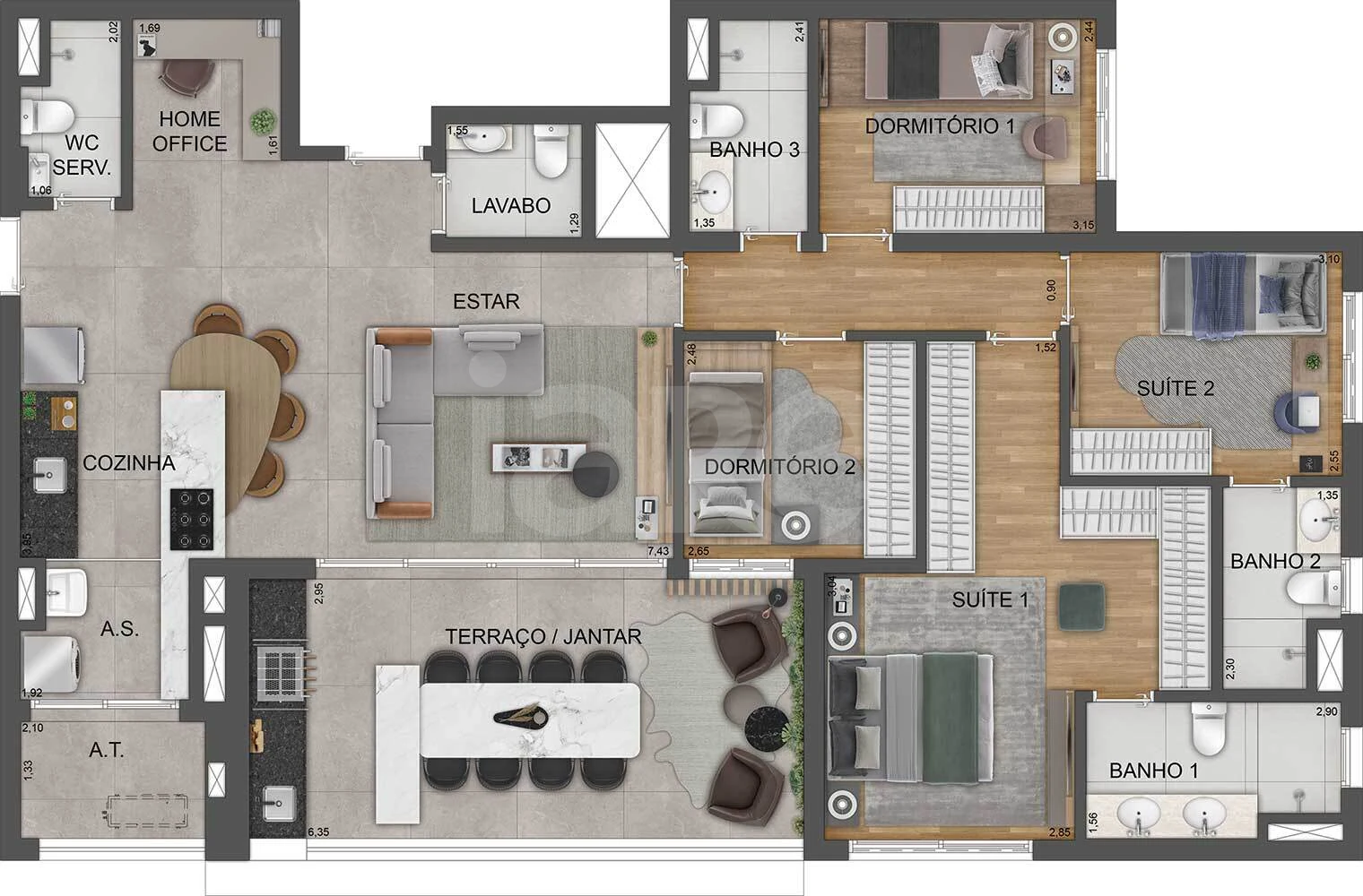 Planta — Apartamento 135,05 m²