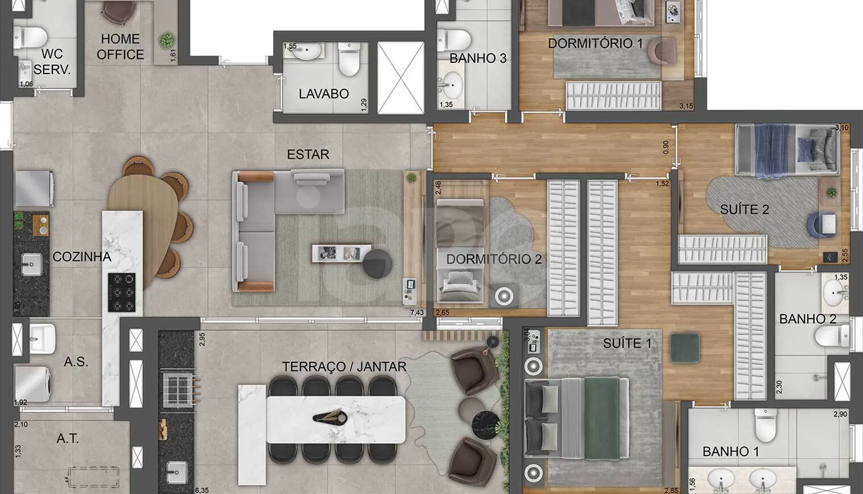 Planta — Apartamento 135,05 m²