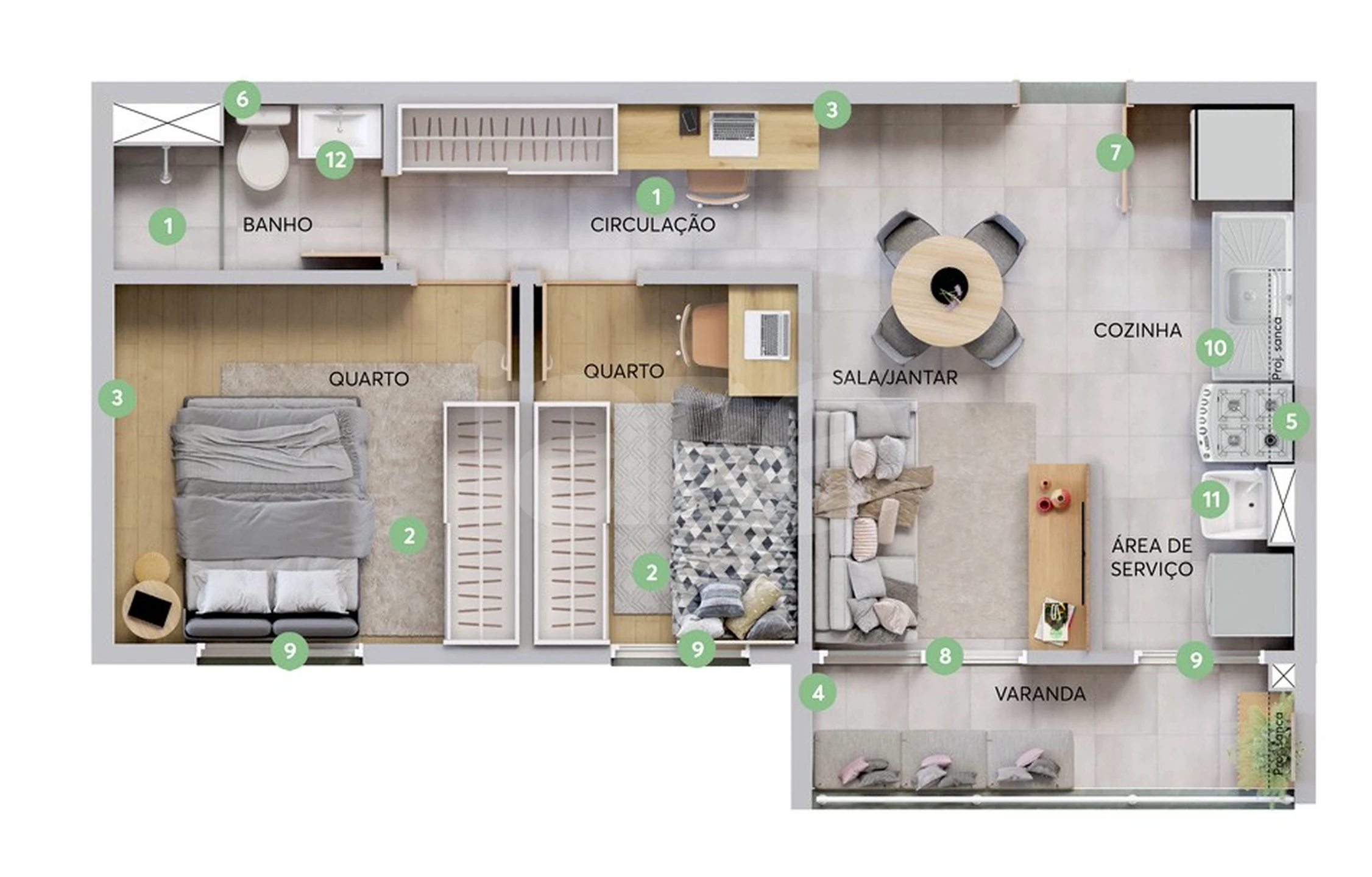 Planta — Apartamento 39,88 m²