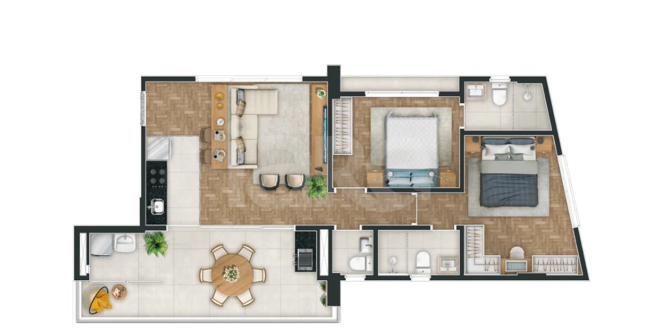 Planta — Apartamento 69,61 m²