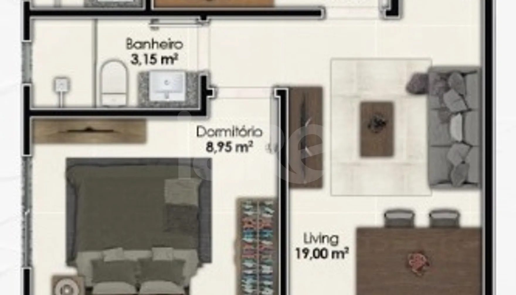 Planta — Apartamento 61,6 m²