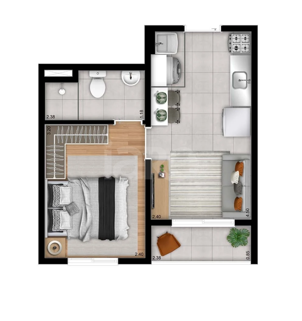 Planta — Apartamento 26,91 m²