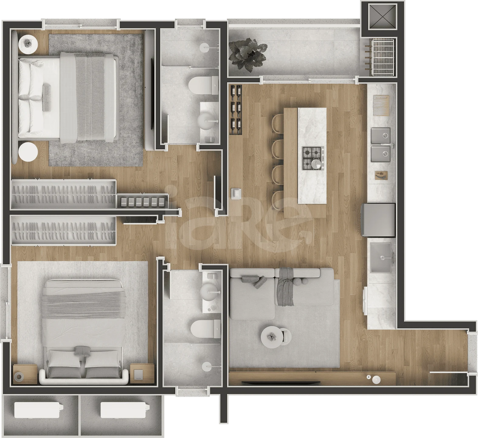 Planta — Apartamento 69,43 m²