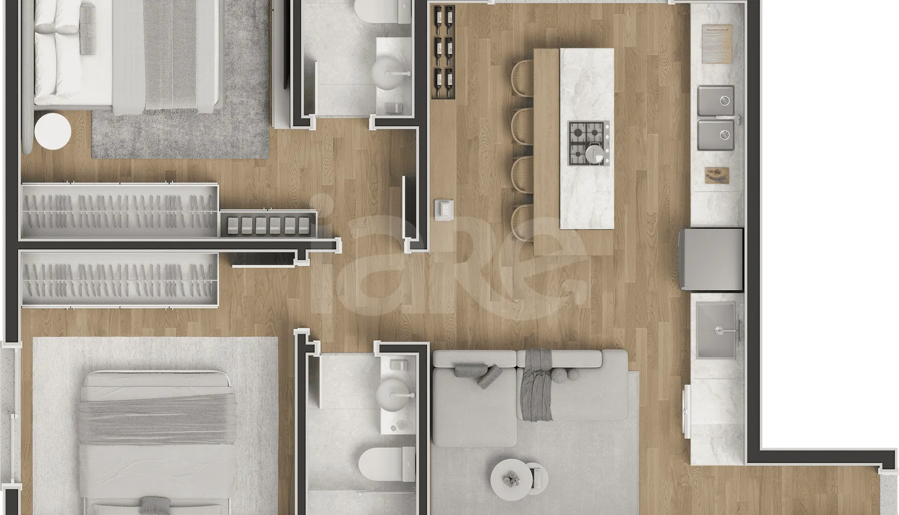 Planta — Apartamento 69,43 m²