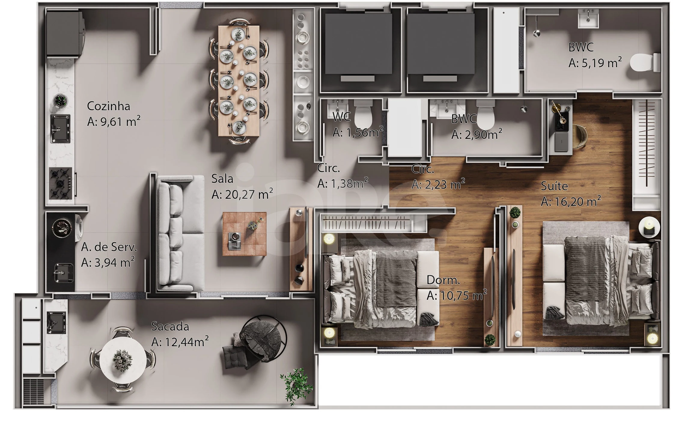Planta — Apartamento 99,15 m²
