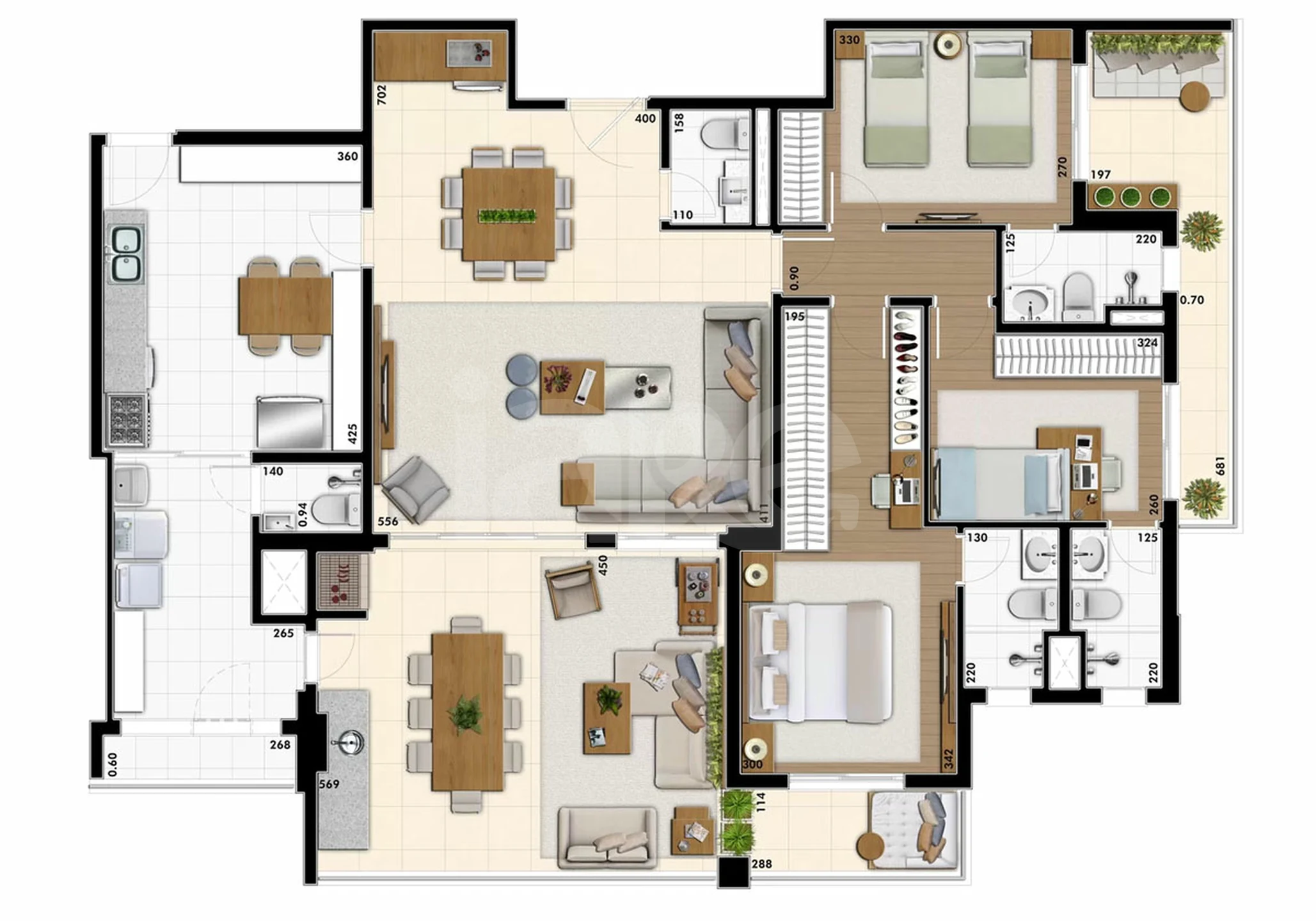 Planta — Apartamento 165 m²