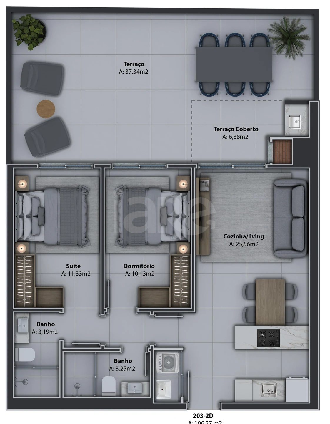Planta — Garden 106,37 m²