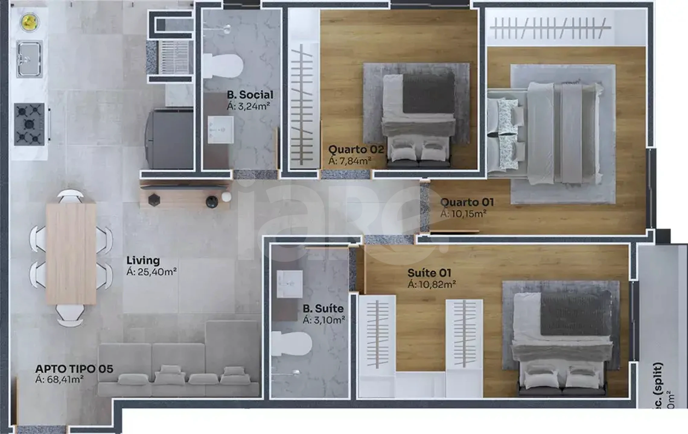 Planta — Apartamento 68,53 m²