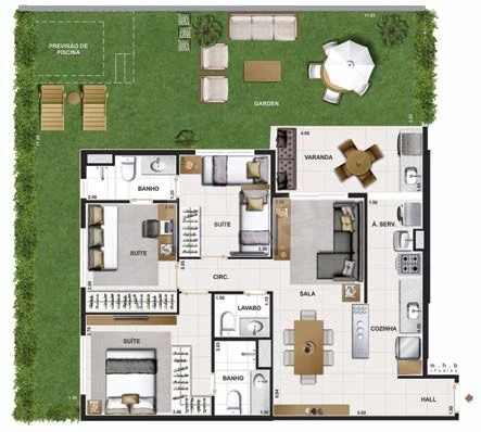 Planta — Garden 97,02 m²