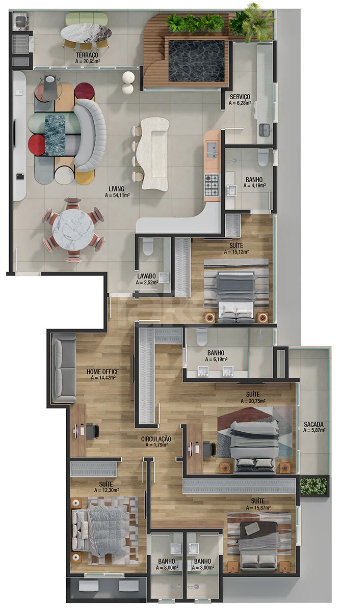 Planta — Cobertura Horizontal 215,13 m²