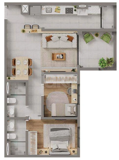 Planta — Apartamento 62,02 m²