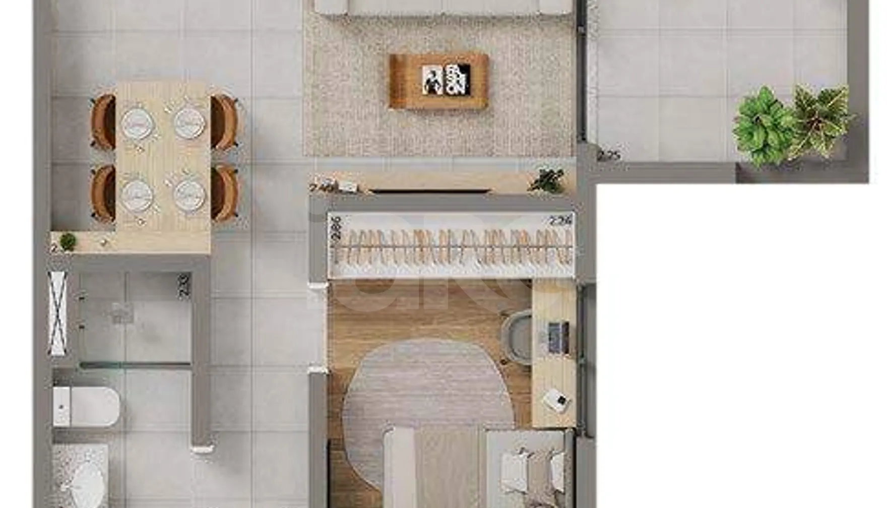 Planta — Apartamento 62,02 m²