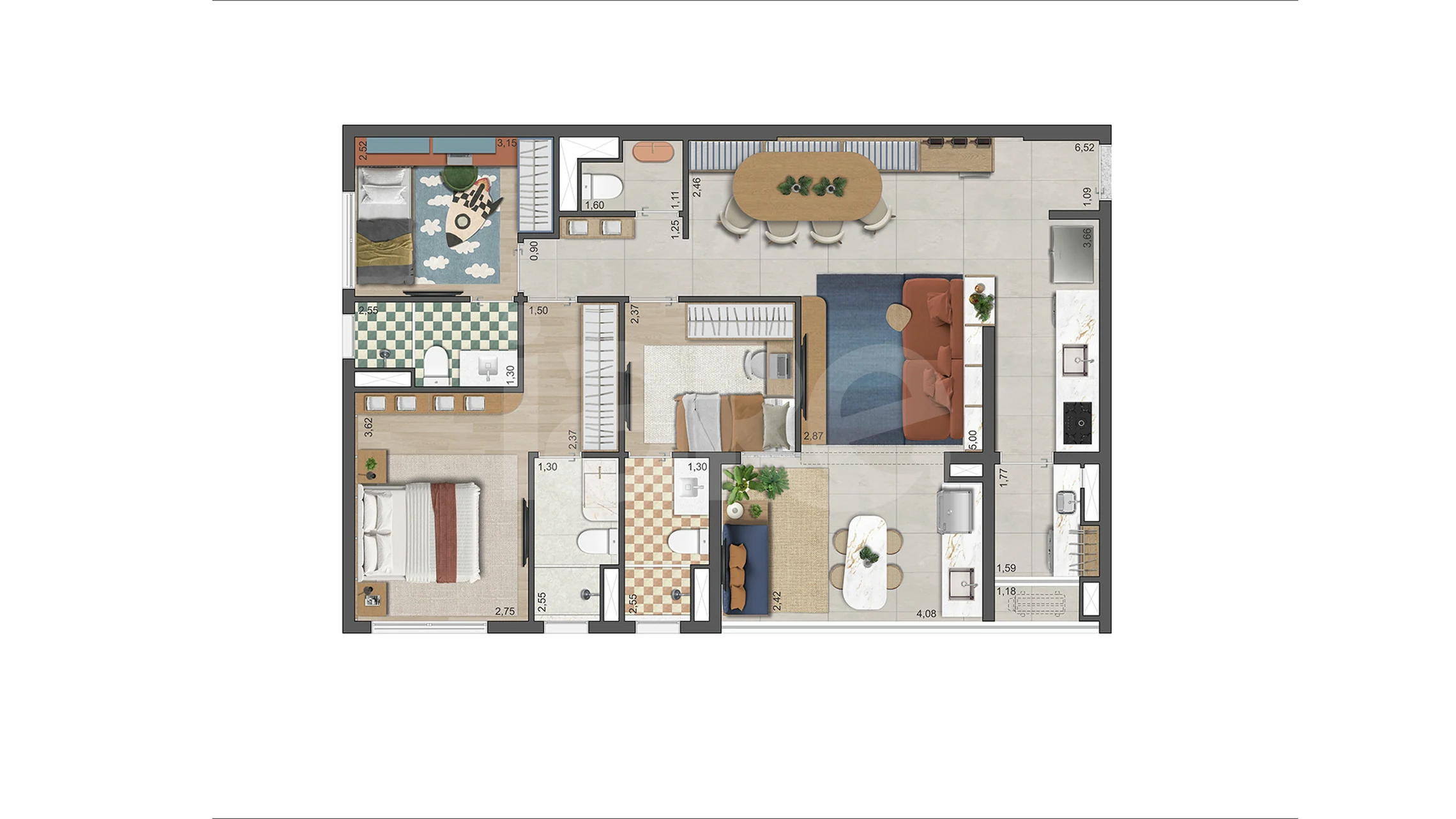 Planta — Apartamento 97,22 m²