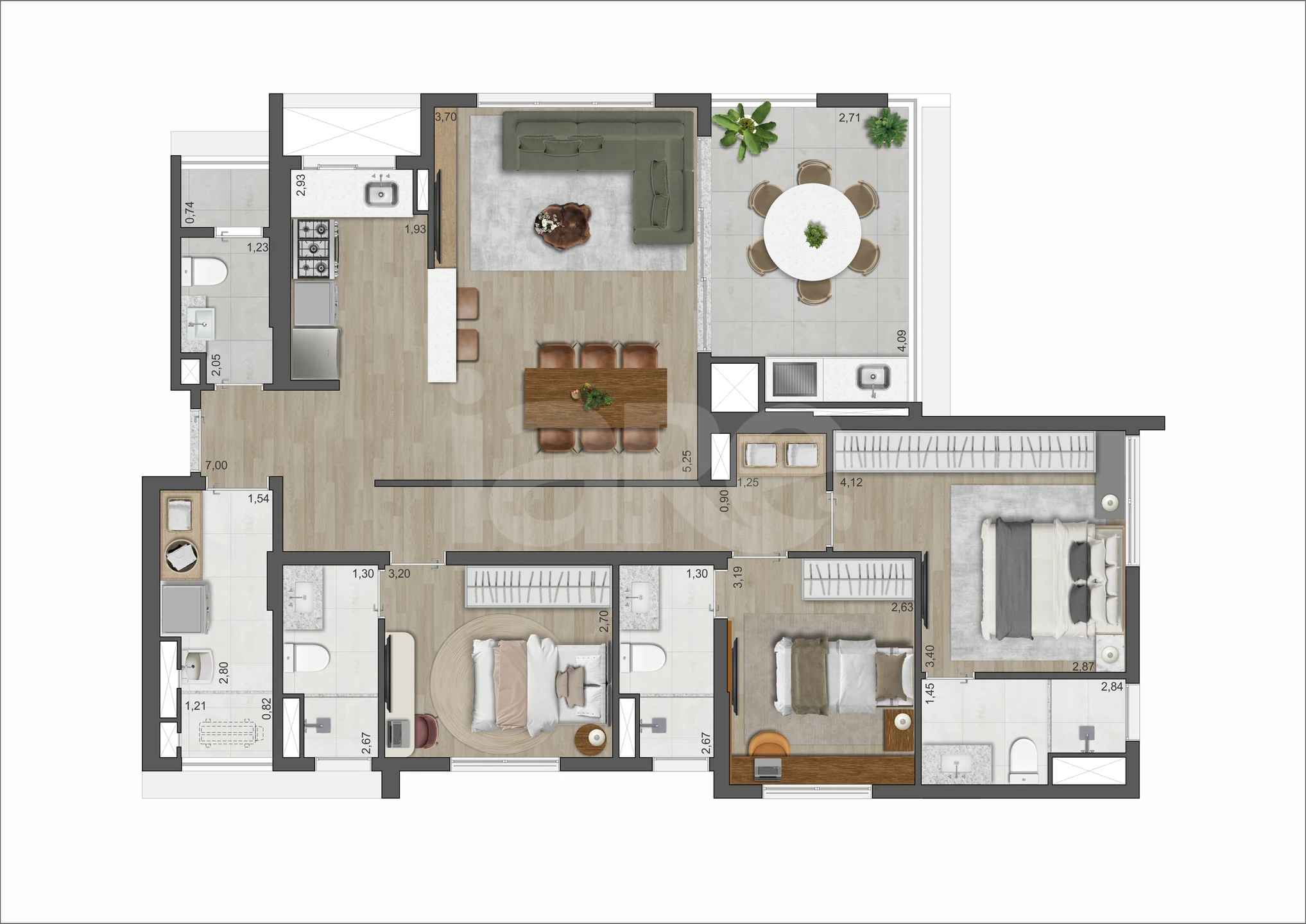 Planta — Apartamento 116,52 m²