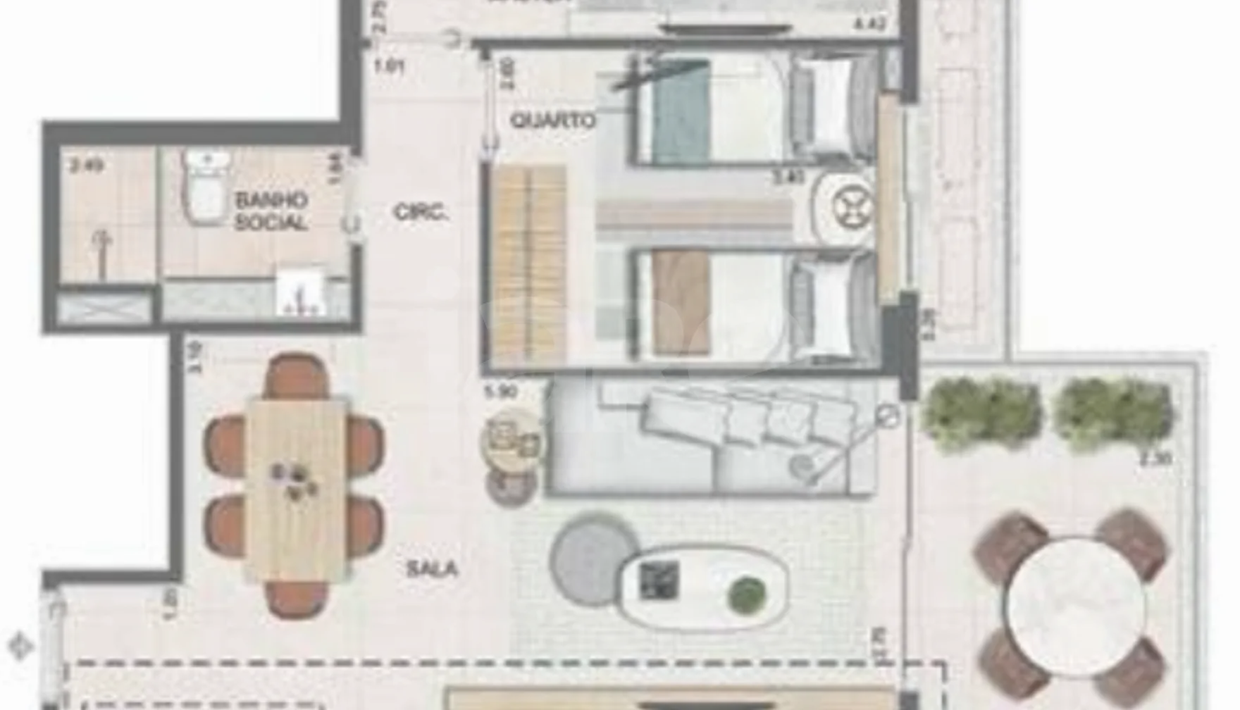Planta — Apartamento 77,54 m²