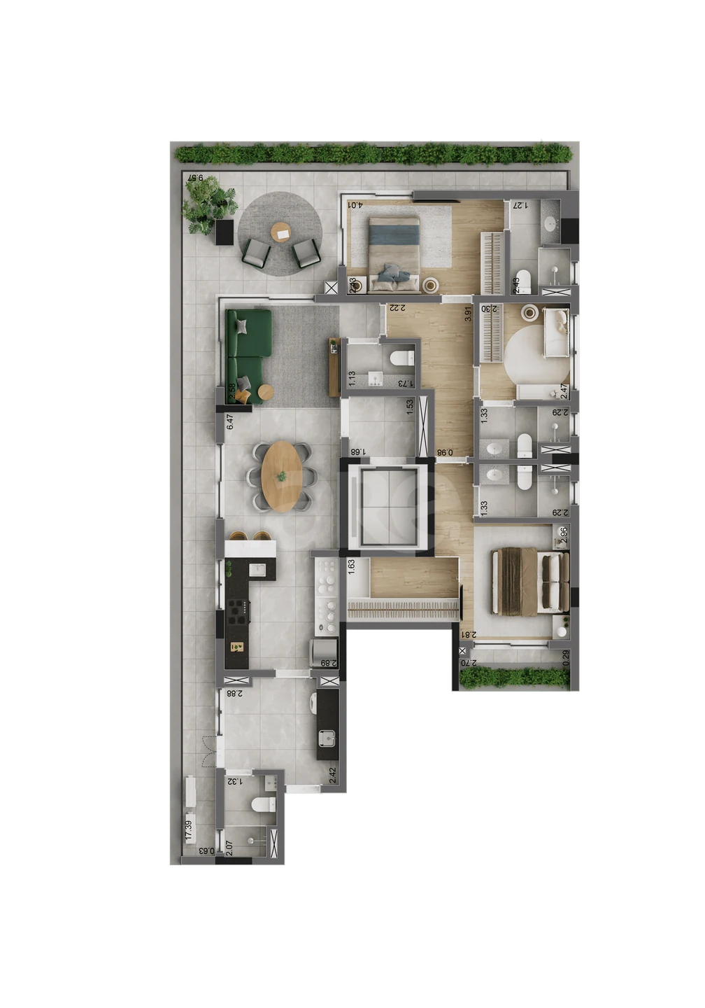 Planta — Apartamento 143,79 m²