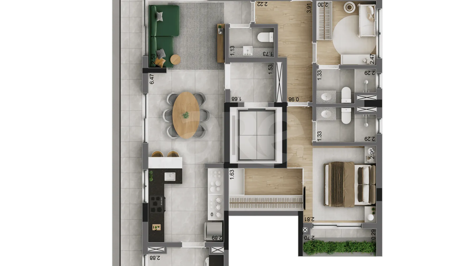 Planta — Apartamento 143,79 m²