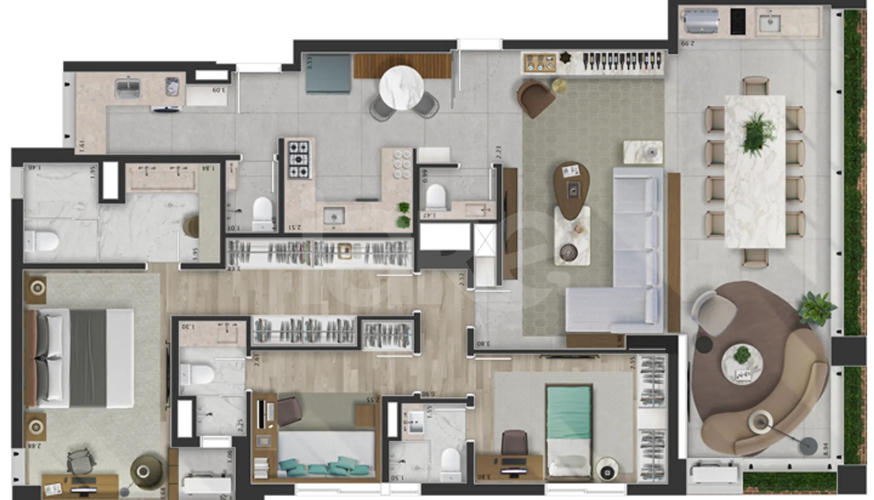 Planta — Apartamento 155,3 m²