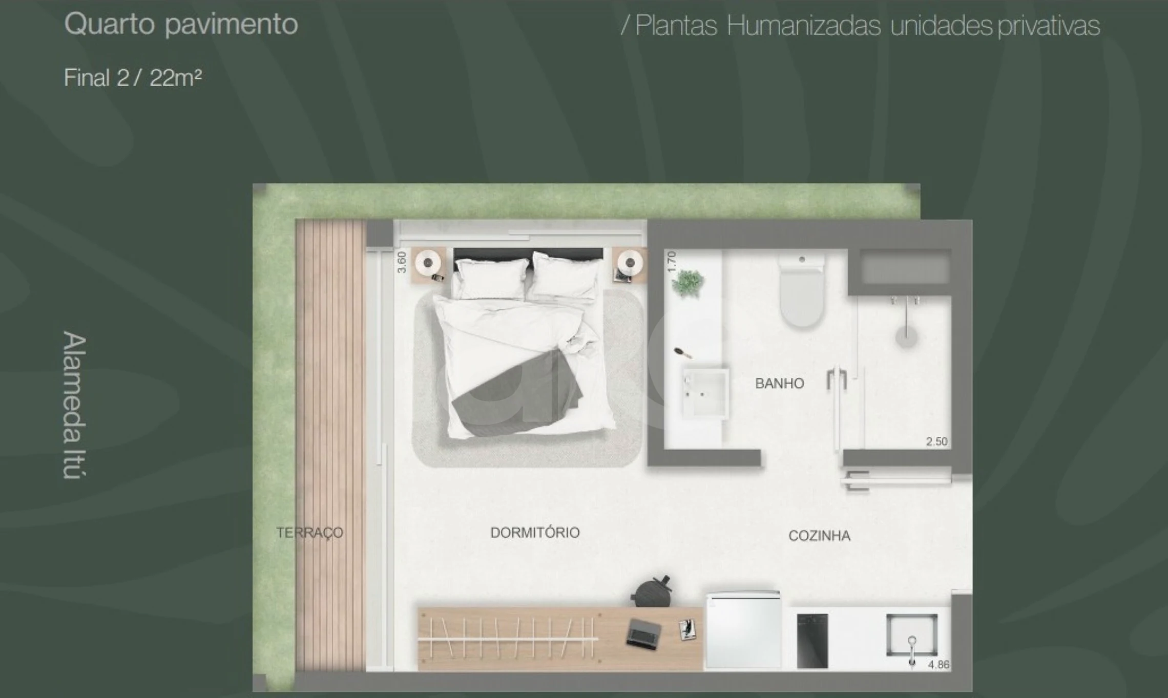 Planta — Studio 22,51 m²