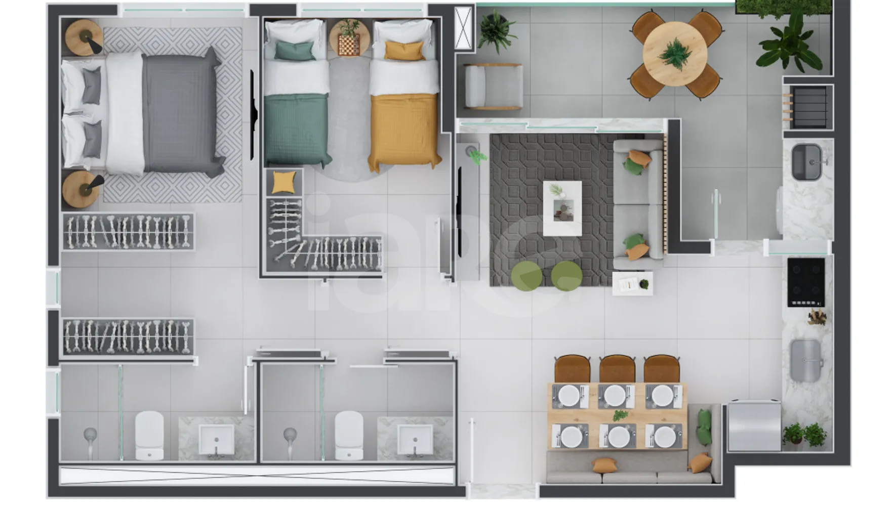 Planta — Apartamento 60,51 m²