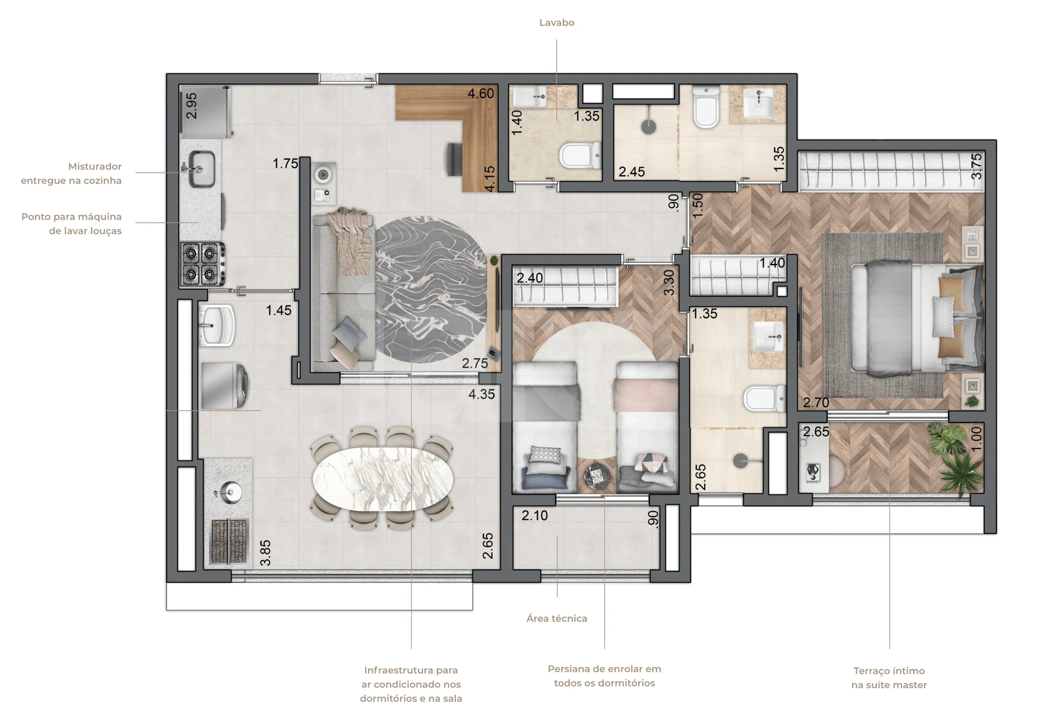 Planta — Apartamento 77 m²
