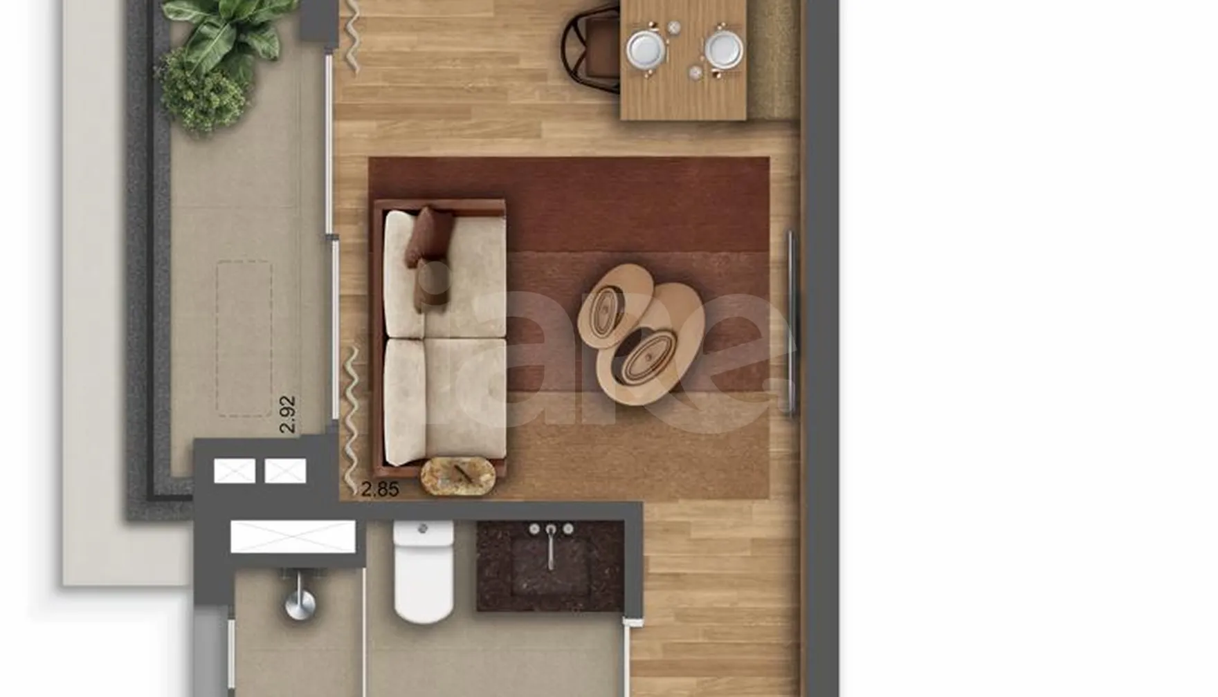 Planta — Apartamento 38,3 m²