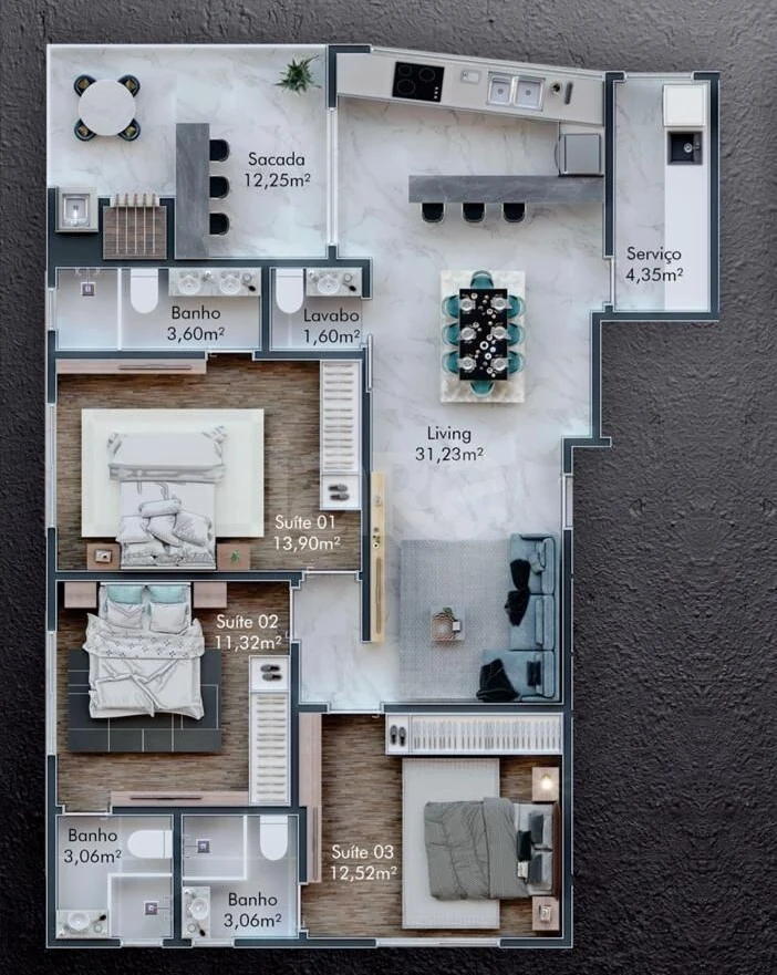 Planta — Apartamento 110 m²