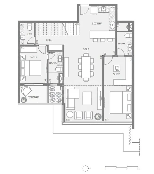 Planta — Cobertura Duplex 290,01 m² · 1º pavimento