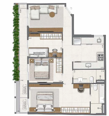 Planta — Apartamento 83,27 m²