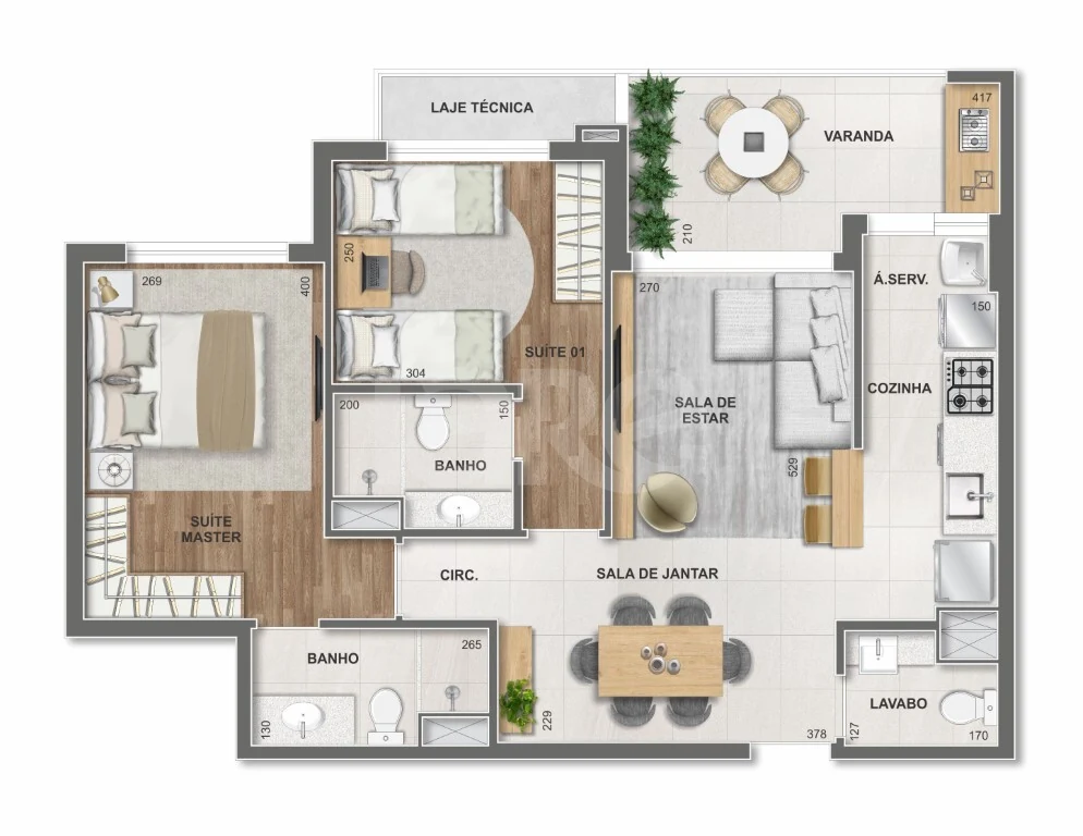 Planta — Apartamento 73,59 m²