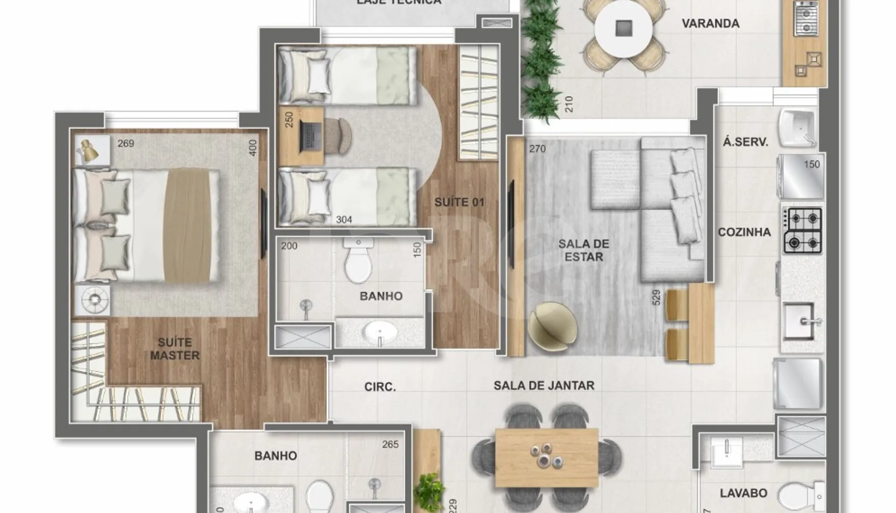 Planta — Apartamento 73,59 m²