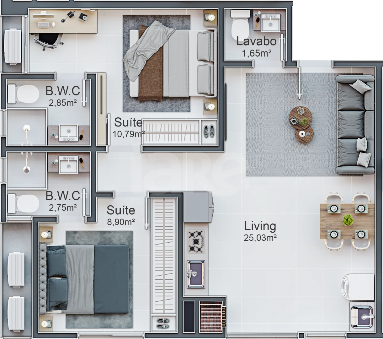 Planta — Apartamento 60,37 m²