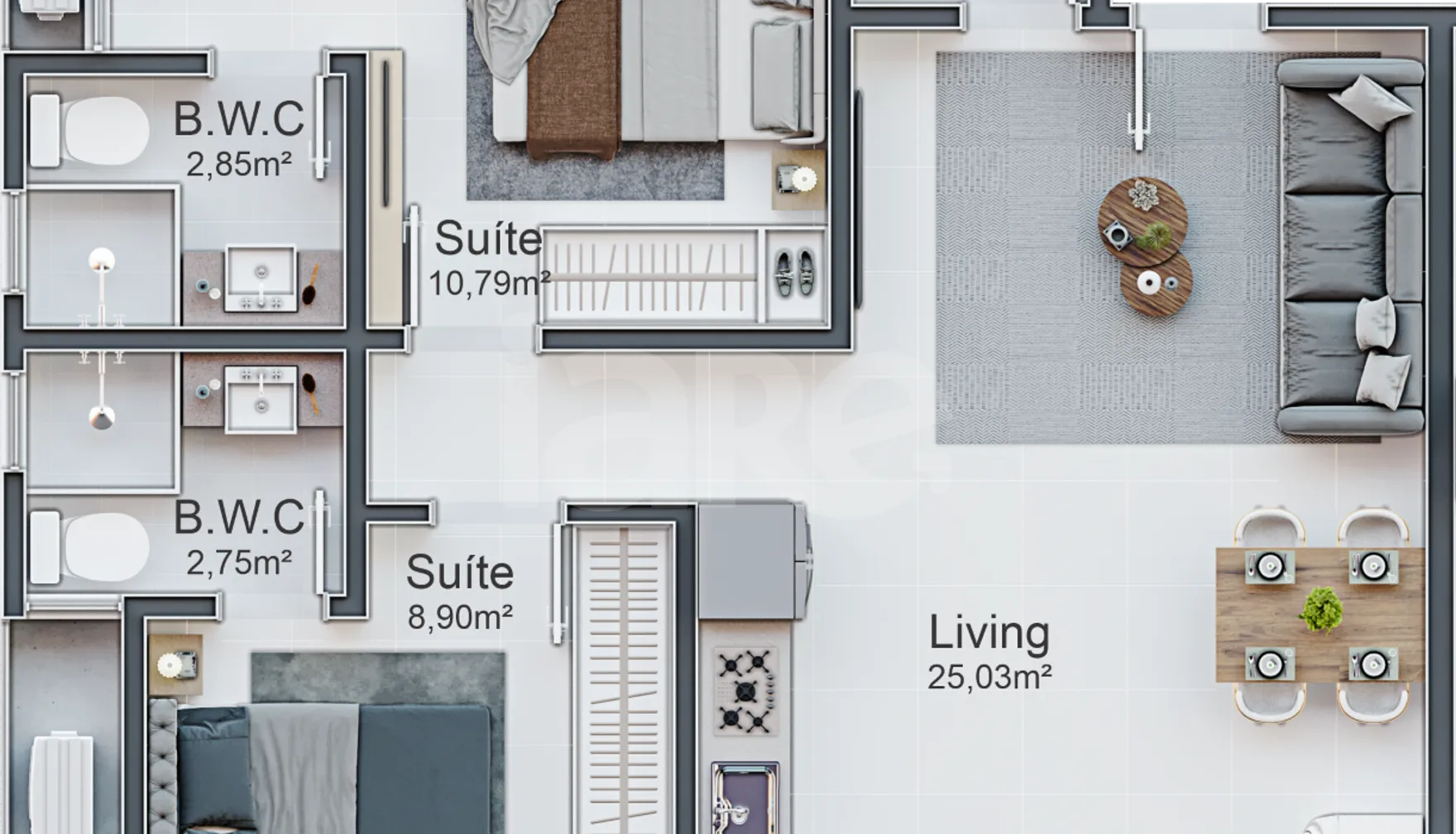 Planta — Apartamento 60,37 m²
