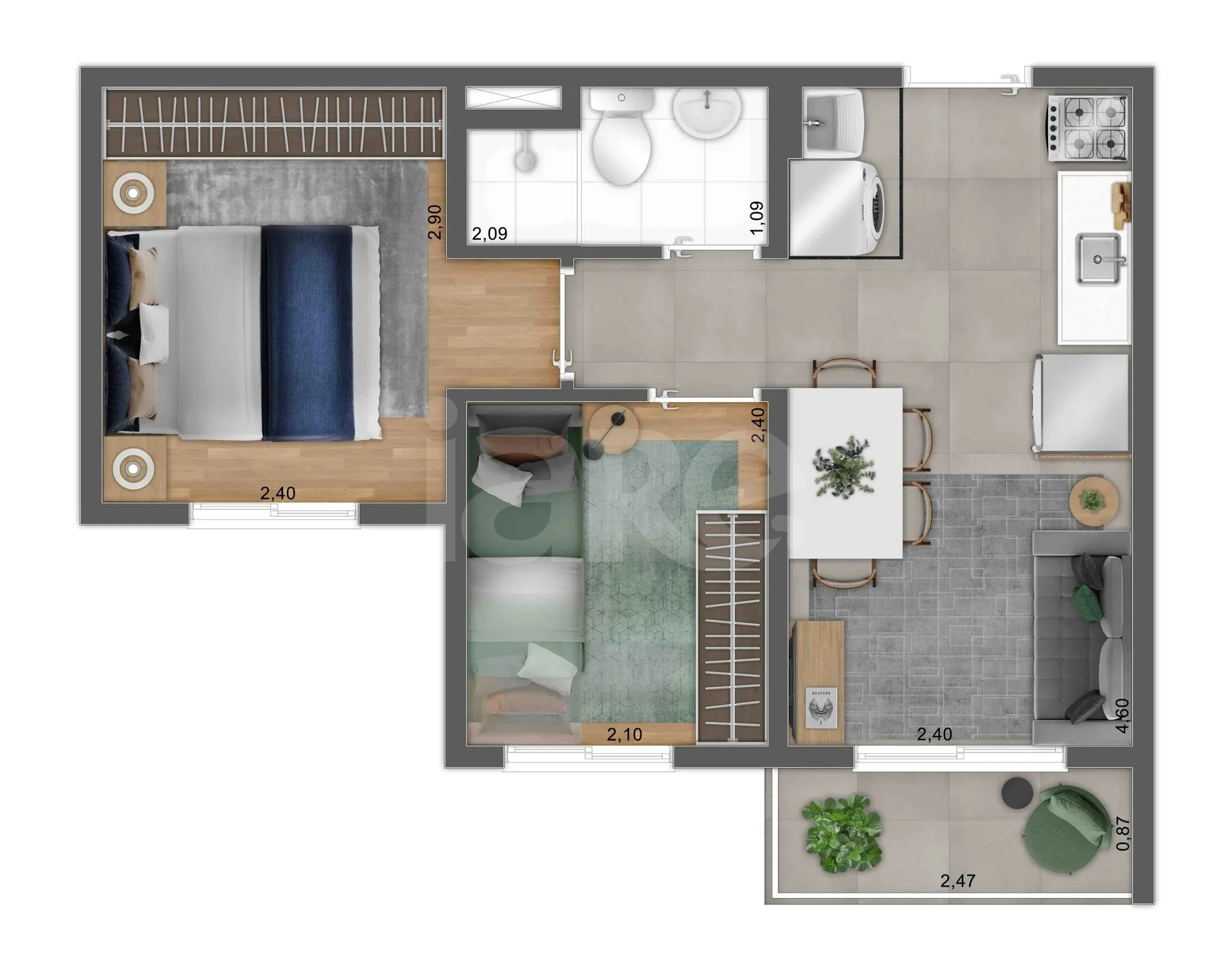 Planta — Apartamento 34,78 m²