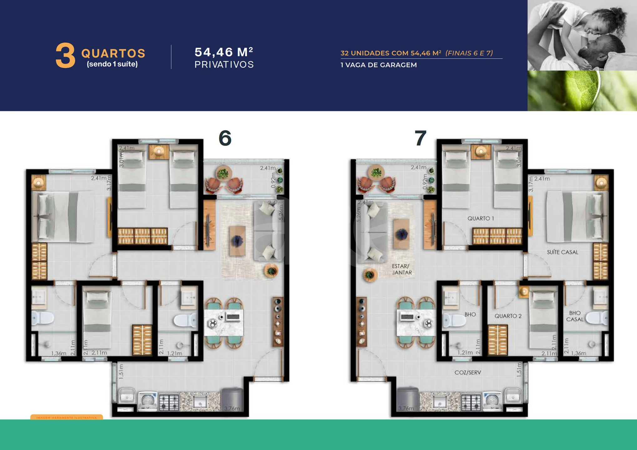 Planta — Apartamento 54,46 m²