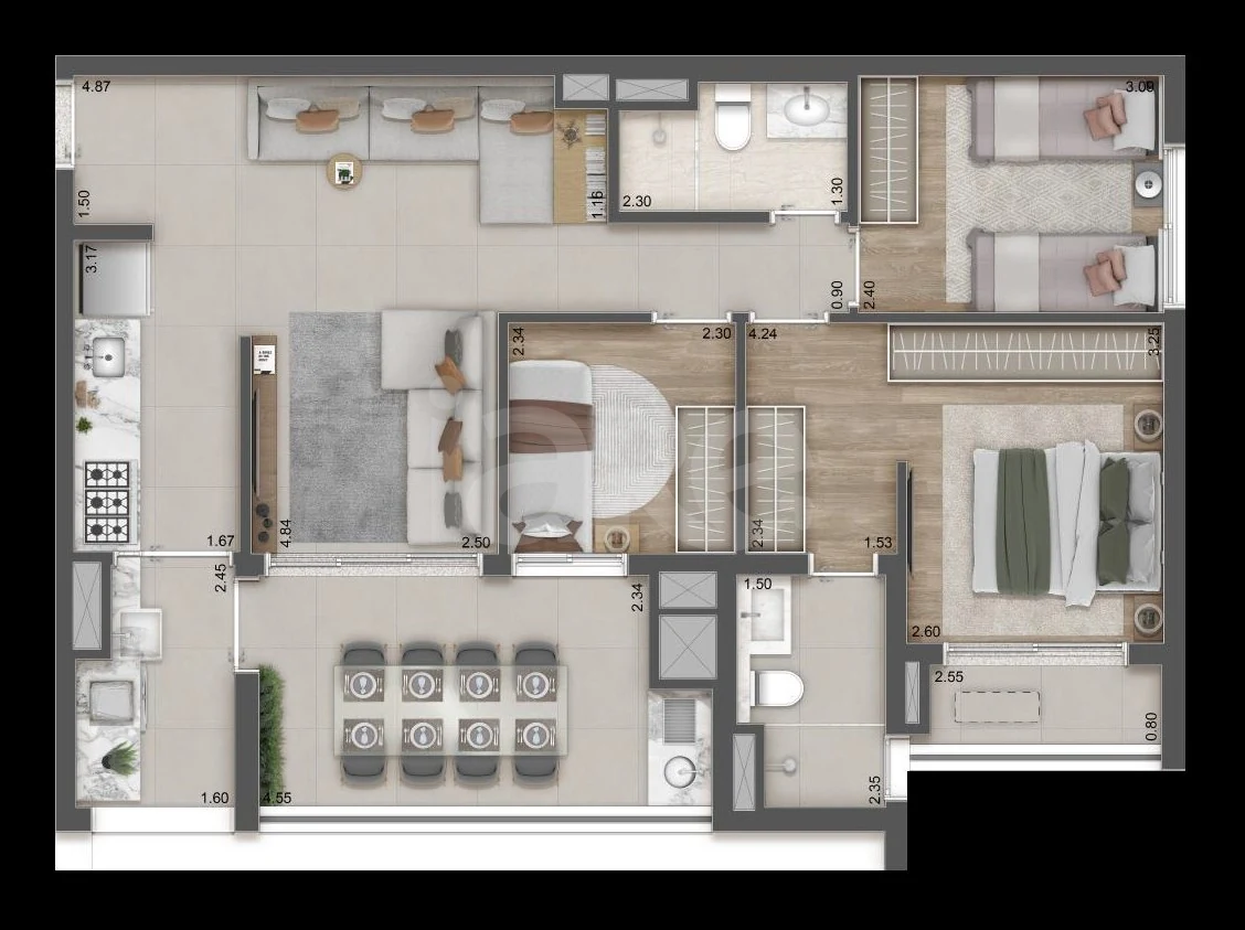 Planta — Apartamento 85,86 m²
