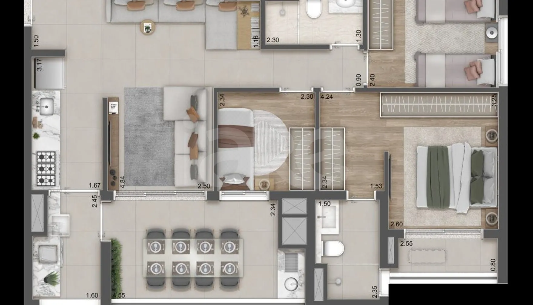 Planta — Apartamento 85,86 m²