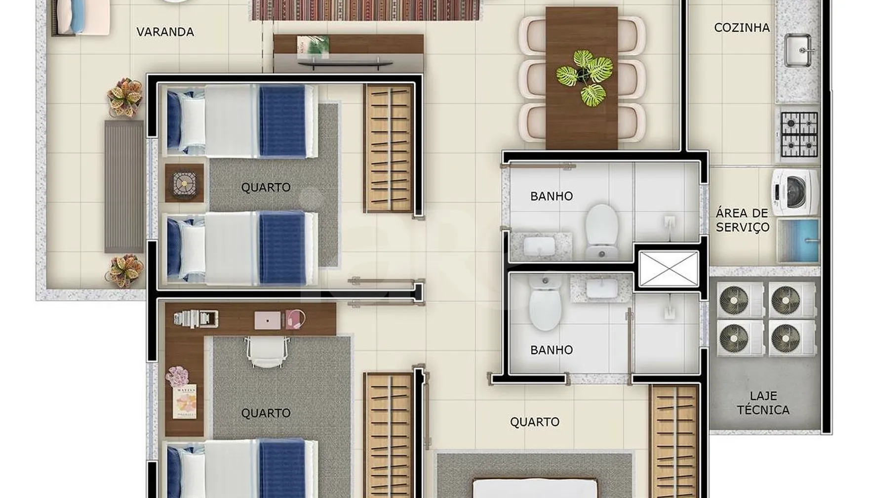 Planta — Apartamento 79,92 m²