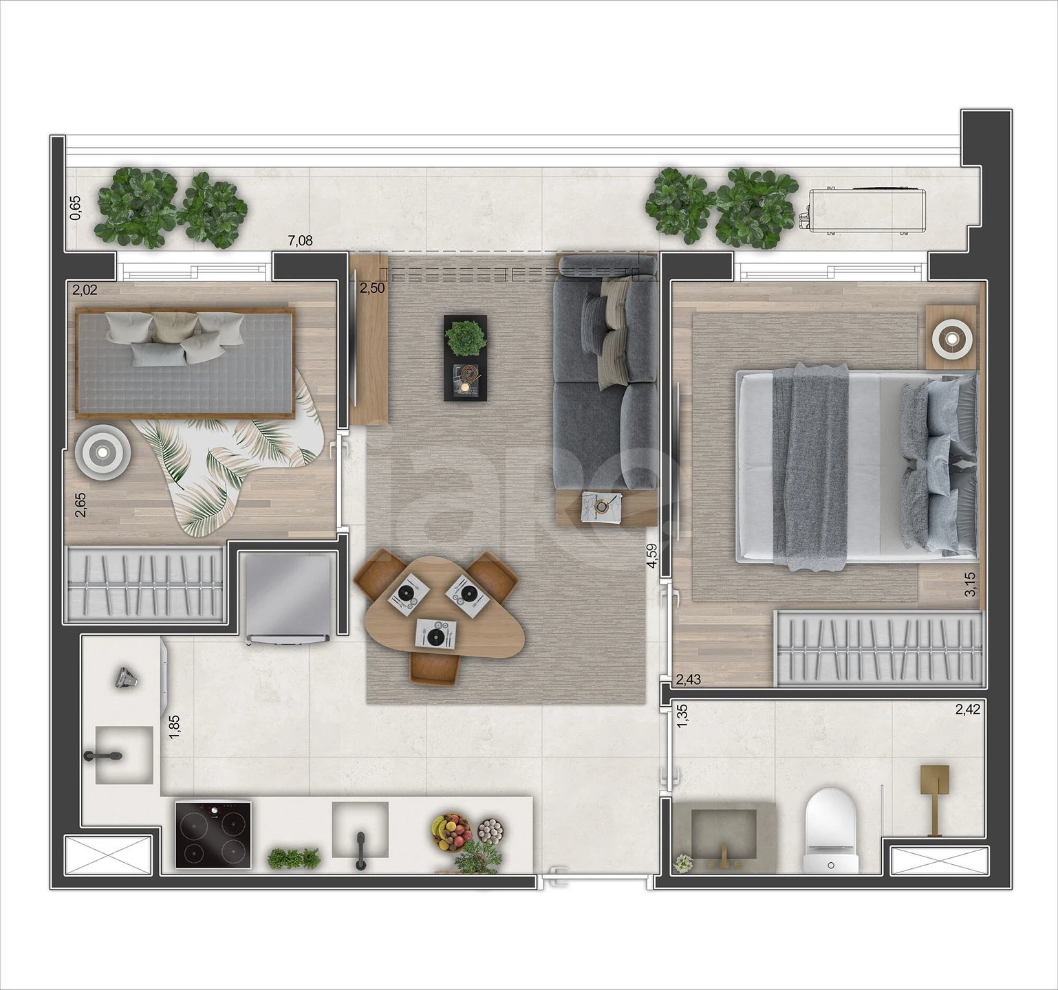 Planta — Apartamento 43,26 m²